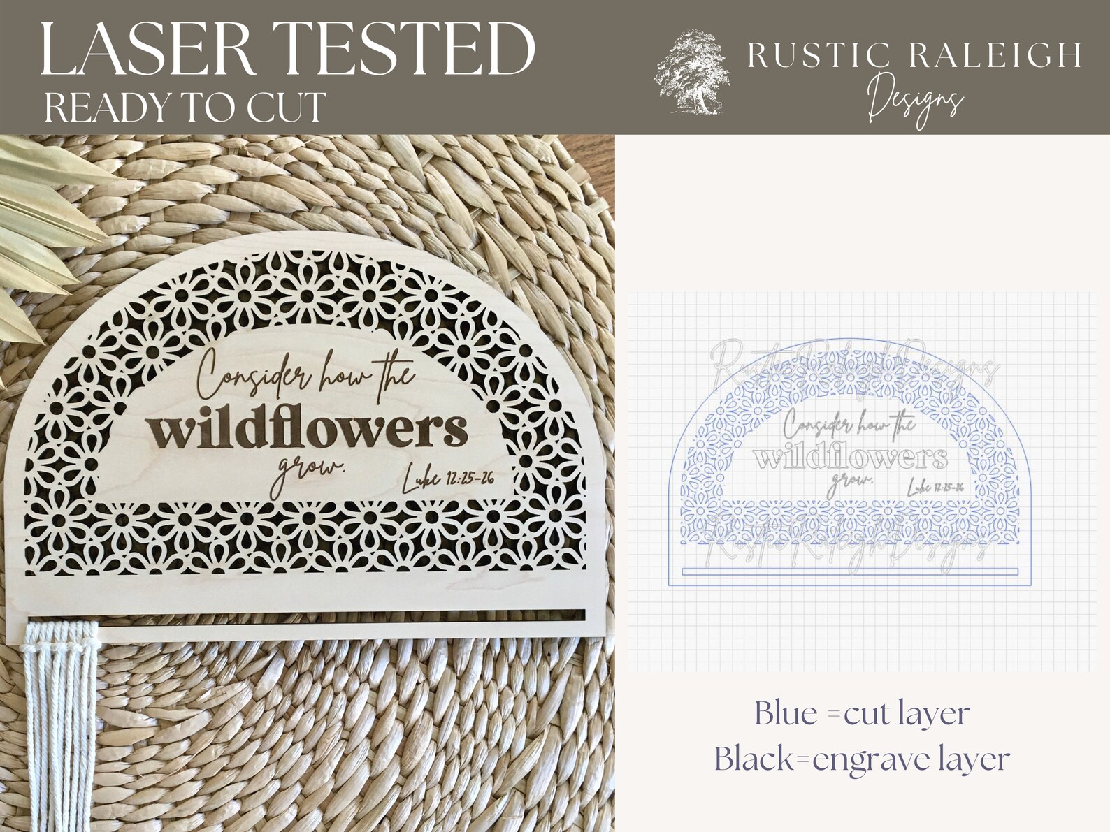 SVG Macrame Rattan Arch Sign, Wildflower Cane Weave Cut File, Boho ...