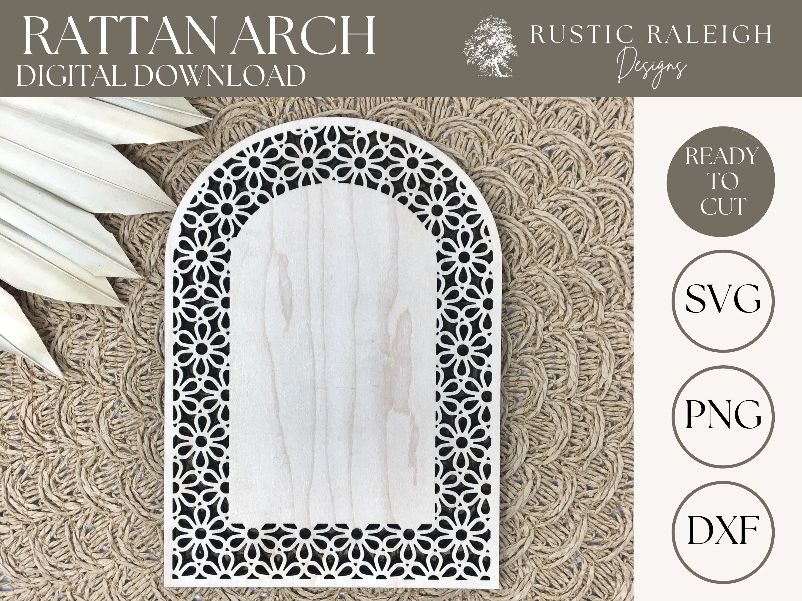 Daisy Rattan Arch Svg, Cane Weave, Boho Laser Frame, Flower Template ...