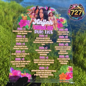 Custom Acrylic Rules Sign | Girls Trip | Gamenight | Homeymoon | Ladies Night | Drinking Game | Shot Rules |