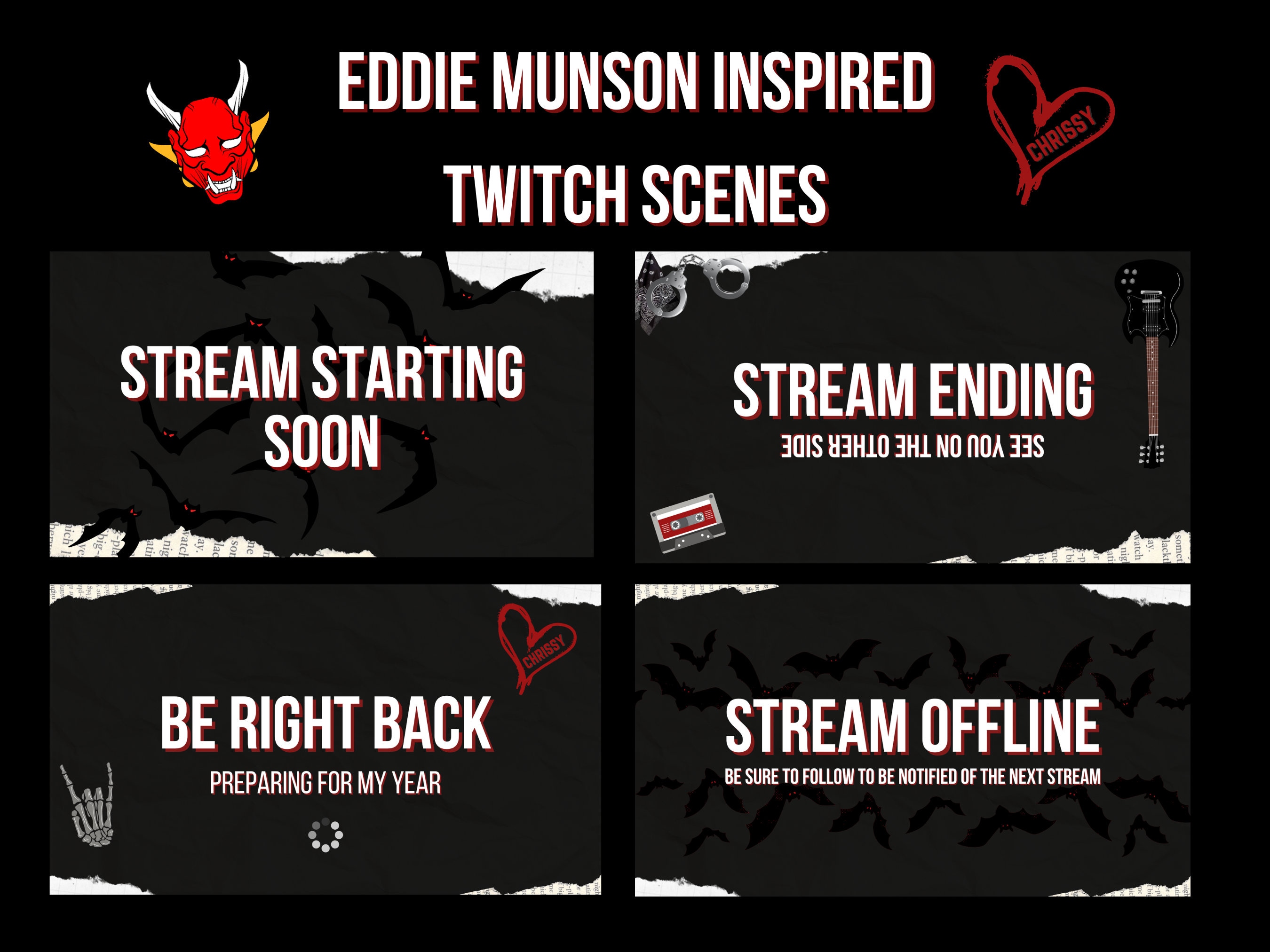 Eddie Munson Inspired ANIMATED Twitch Scenes