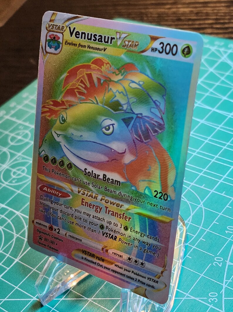 Custom/altered Pokémon // Venusaur VSTAR Rainbow Card // Full Etsy