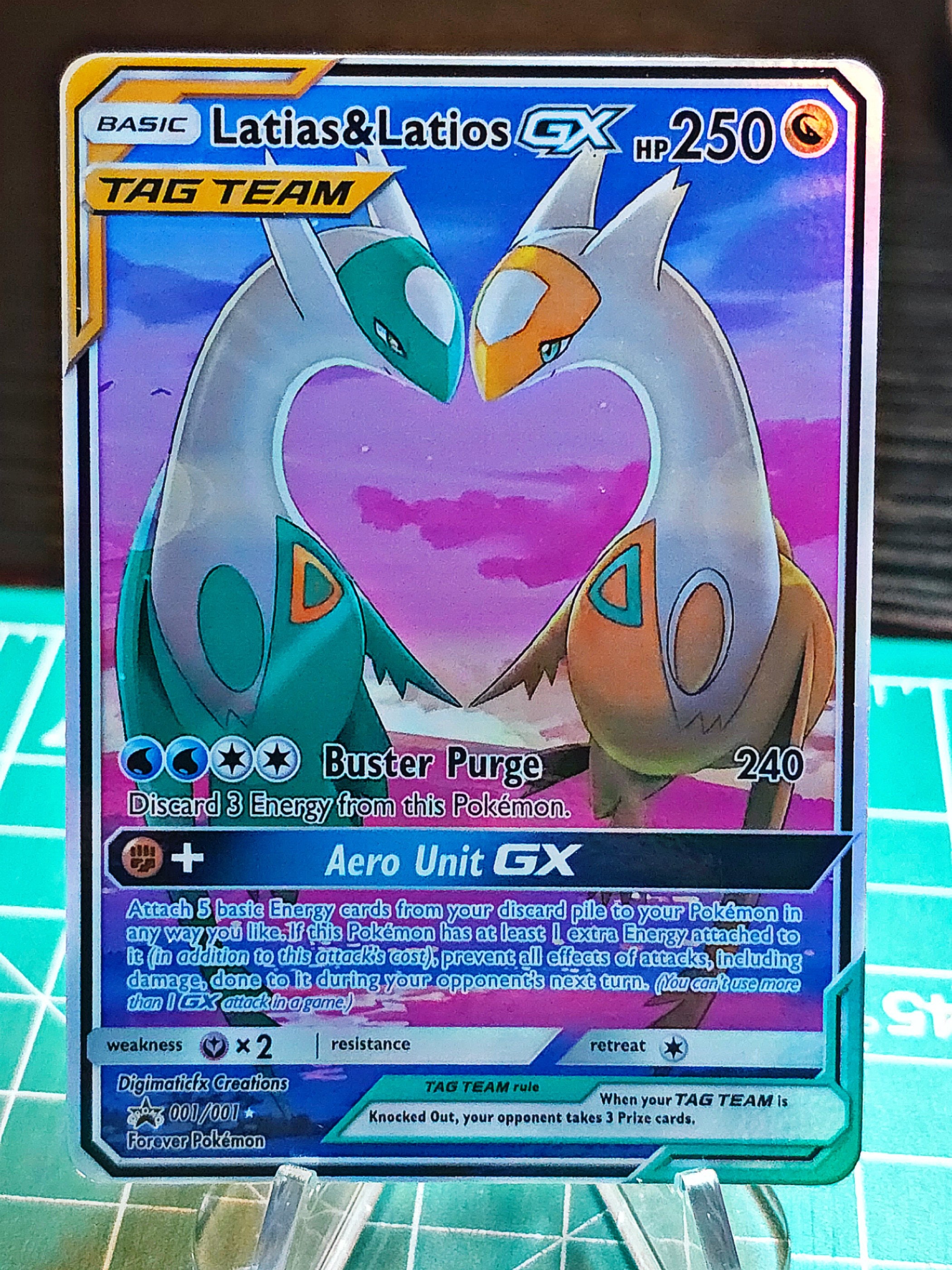 Custom/altered Shiny Latias & Latios GX Tag Team // Full Art Etsy