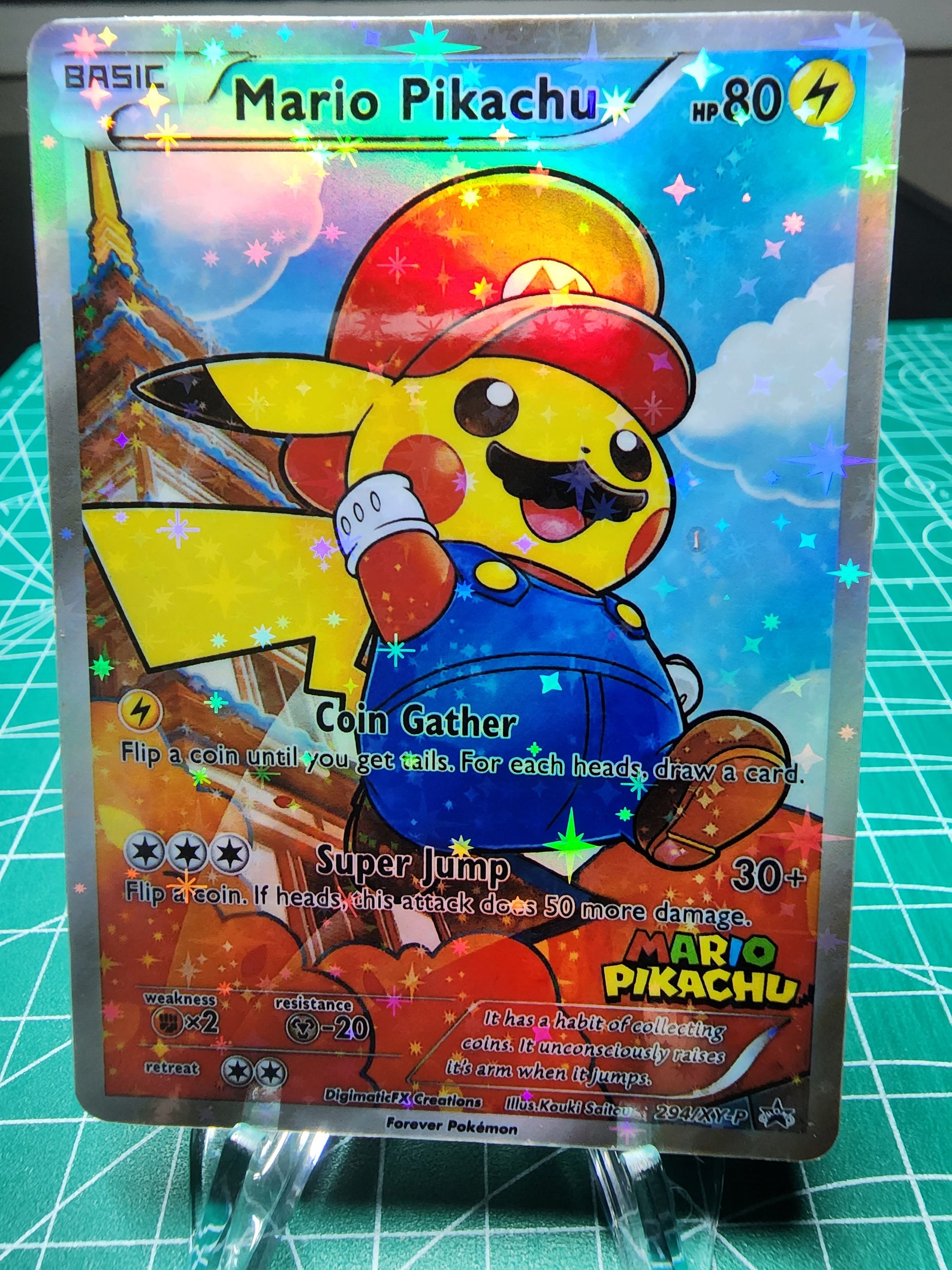 Custom Mario Pikachu Poncho Promo Card// Fully Translated From Etsy UK