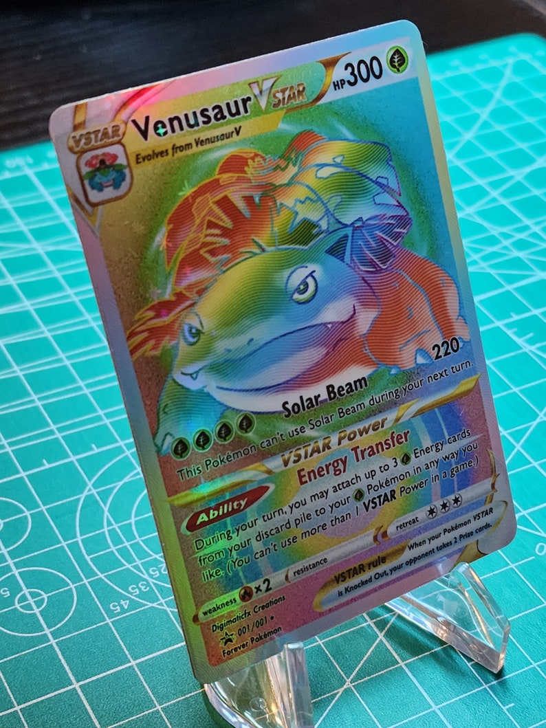 Custom/altered Pokémon // Venusaur VSTAR Rainbow Card // Full Etsy