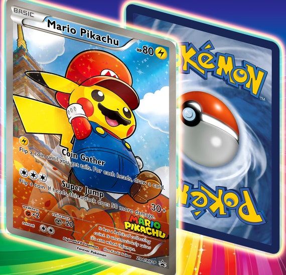 Custom Mario Pikachu Poncho Promo Card Fully Translated From Etsy