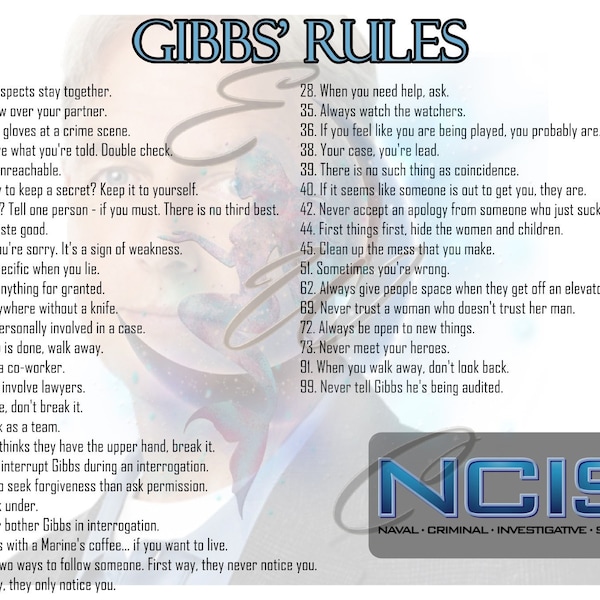 NCIS Gibbs' Rules **IMAGES ONLY**