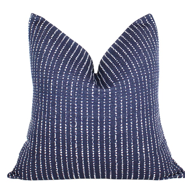 Navy Pick Stretch Stripe Woven| Adorable handwoven Pillow Covers| Cushion pillows for home or office 20x20 18x18 22x22 cover for sale only