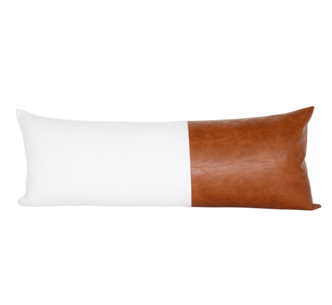 Caramel Leather Extra Large Lumbar Pillows Handwoven Decor Etsy