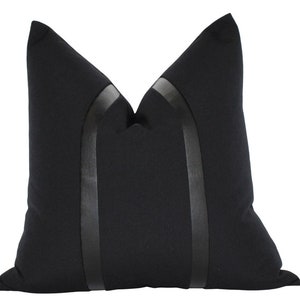 Adorable All In Black Pillow Cover| Handwoven Pillow Cover| Faux Leather Pillow Cover| 22x22 18x18 23x23 19x19 Pillow Cover For sale Only