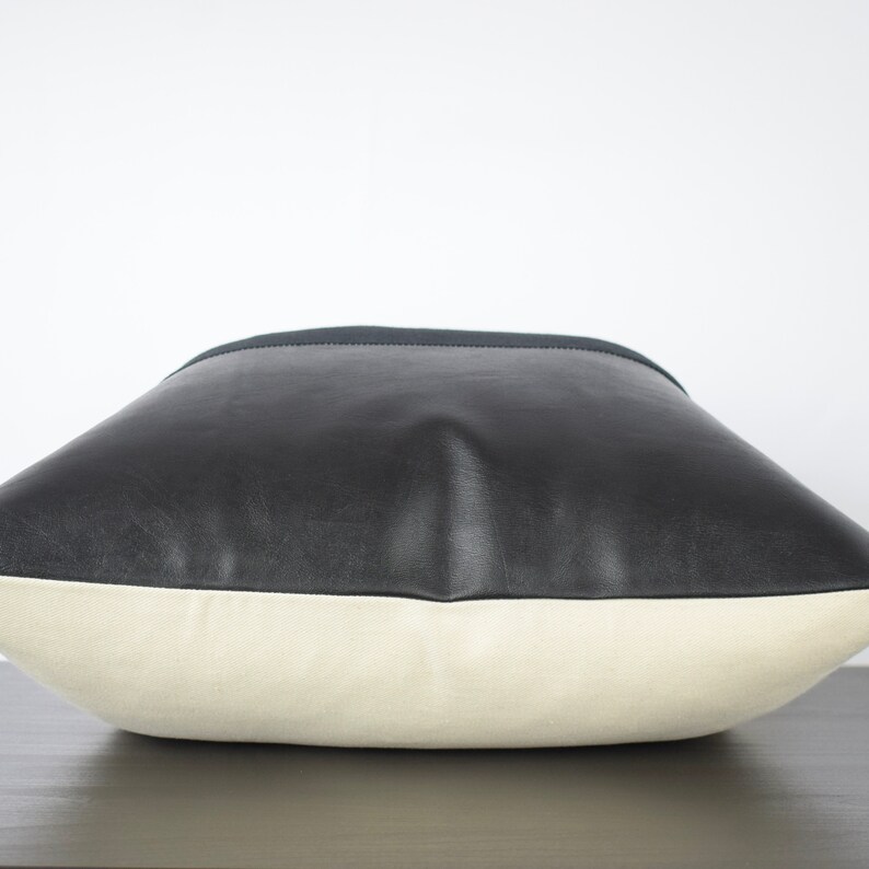 Black Faux Leather Pillow Cover Decor Pillow Cover Handwoven Etsy
