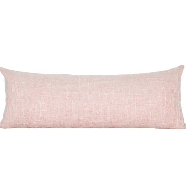 Pink Blush Extra Large Lumbar Cover Pillow| Handwoven Pillow Covers| 14x36 Lumbar Pillow Covers| Adorable Pink Blush Cover Pillow