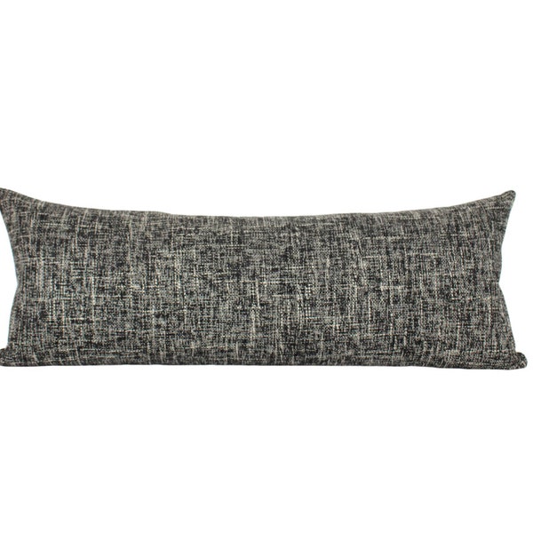 Extra Larger Elegant Black Lumbar Cover Pillow| Onyx Mixology Cover Pillows| Handwoven Lumbar Cover Pillows