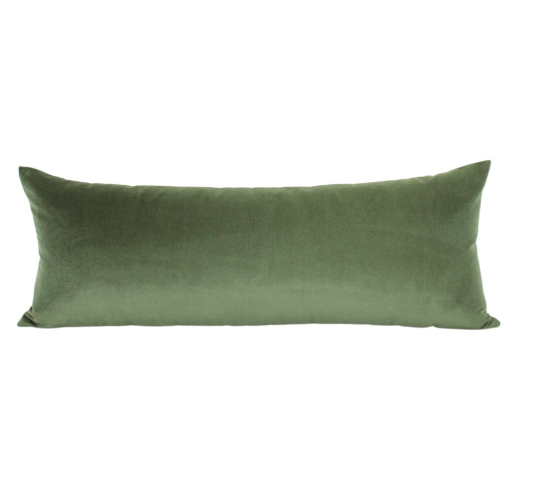 Green Velvet Extra Large Lumbar Pillow Moss Green Velvet Extra Large