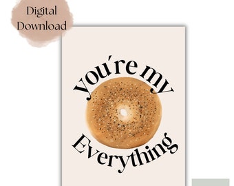 Eres mi todo l Tarjeta de bagel Eres mi todo l Tarjeta de bagel Todo l Tarjeta de San Valentín l Tarjeta de aniversario l Tarjeta de amor l