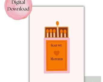 Tarjeta "Me alegro de que hayamos coincidido" l Tarjeta del día de San Valentín l Tarjeta de citas en línea l Tarjeta de aniversario de Tinder l Tarjeta de Bumble l Tarjeta Matchbox l Tarjeta Hinge