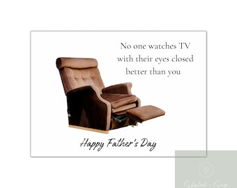 Tarjeta "Solo descansando mis ojos" l Tarjeta del Día del Padre l Tarjeta digital del Día del Padre l Feliz Día del Padre l Tarjeta reclinable l Sillón reclinable para sofá l Tarjeta para papá l