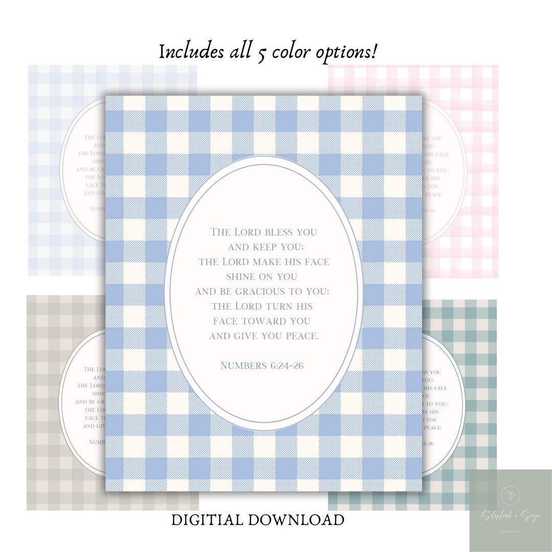 Lord Bless You Print I Vintage Nursery Print I Plaid Nursery Print I ...