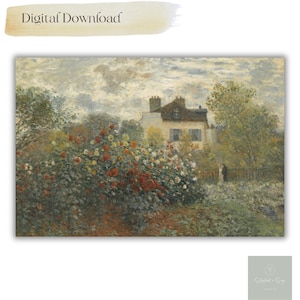Cottage Garden Painting l The Artist&#39;s Cottage Painting l Cozy Cottage l Cottagecore l Moody print l Kitchen prints l English Cottage l