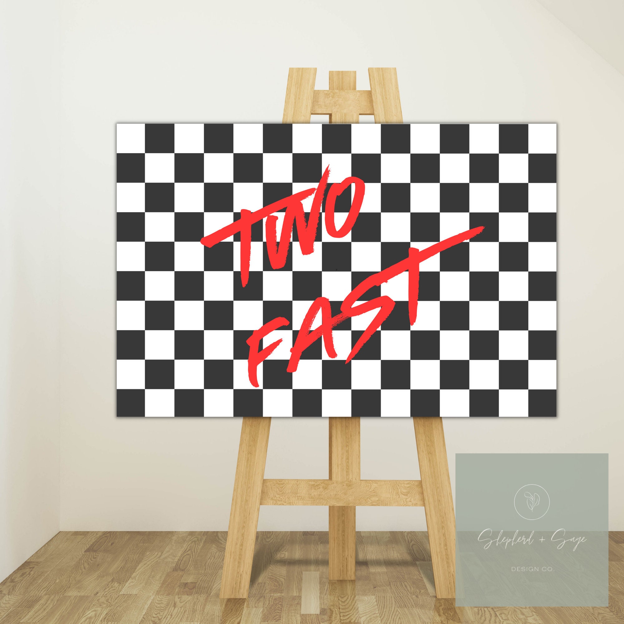 Two Fast Border Two Fast Race Car Banner Printable L Black and Red Checkered Flag L ...