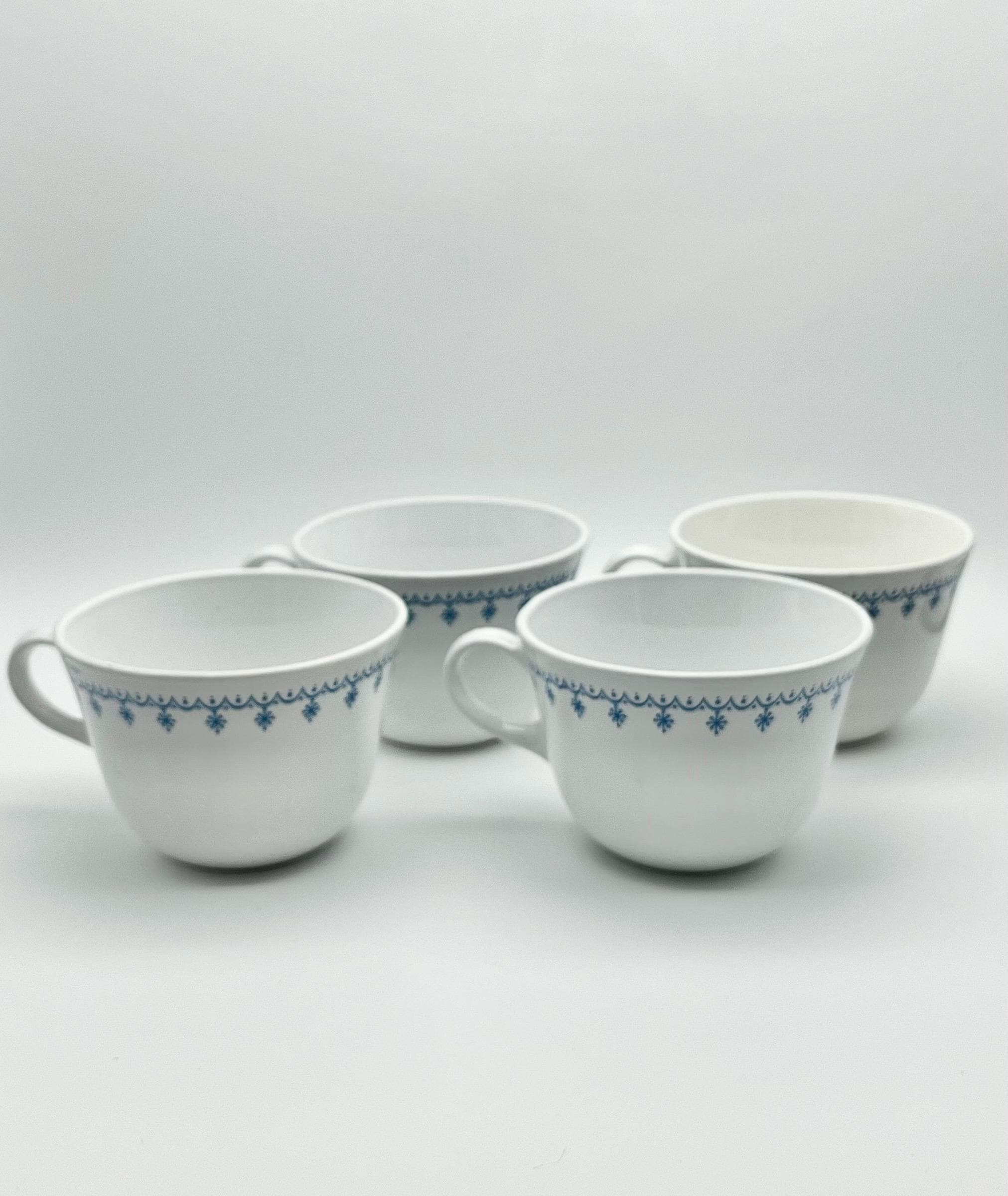 Corelle Snowflake Blue Mugs Set of Vintage Garland Pattern