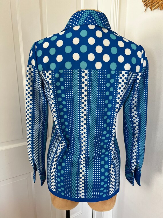 70s Dagger Collar Abstract Print Buttondown - image 5