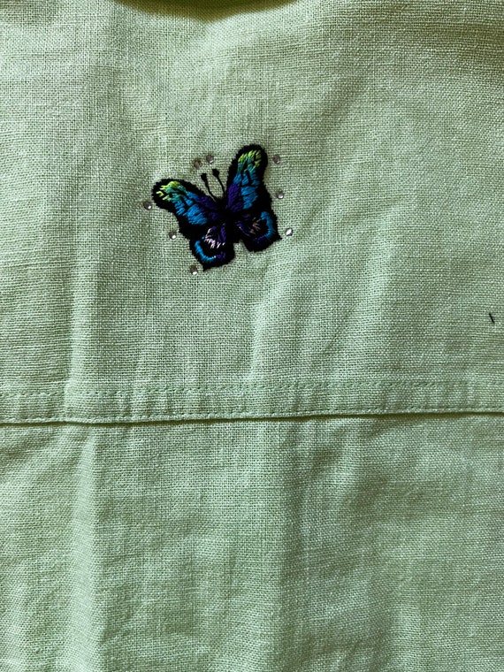 Butterfly Embroidered Green Shirt - image 5