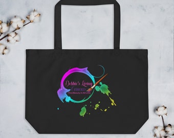 Large Organic Debbie's Living Canvas Black Tote Bag