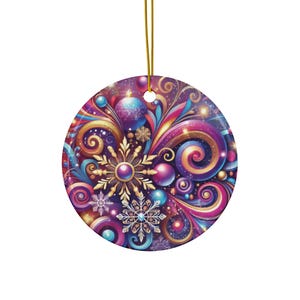 Colorful Ceramic Ornaments for Christmas Tree, Holiday Decor, Gift Tags, 2-Sided Print, Festive Decorations, Seasonal Keepsakes