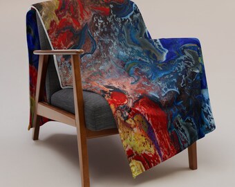 Abstract Paint Pour Print - Soft Touch Throw Blanket