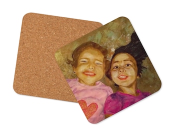 Friendship Print Coaster, Cork-Back Drink Coaster