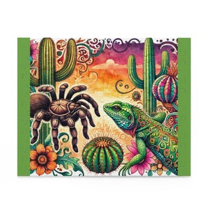 Colorful Desert Creatures Puzzle, 120 252 500-Piece Jigsaw, Perfect Gift for Nature Lovers, Fun Family Activity, Home Décor, Educational