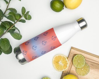 Nautical Print Stainless Steel Water Bottle - Leak-Proof Cap - Gym Bottle - Hot and Cold Water Bottle