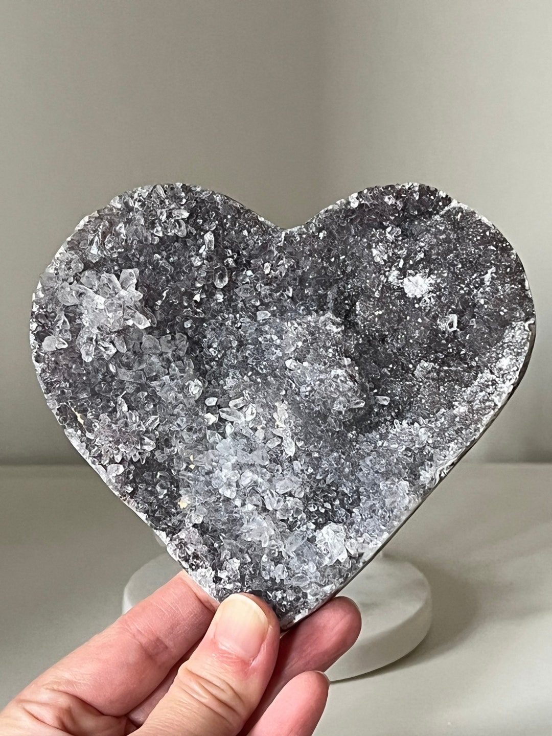 Flower Amethyst Zeolite Cluster Heart Etsy