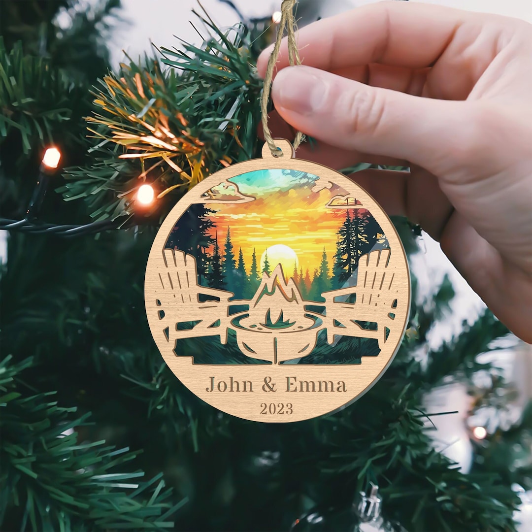 Personalized Campfire Suncatcher Campsite Monogram Forest Etsy