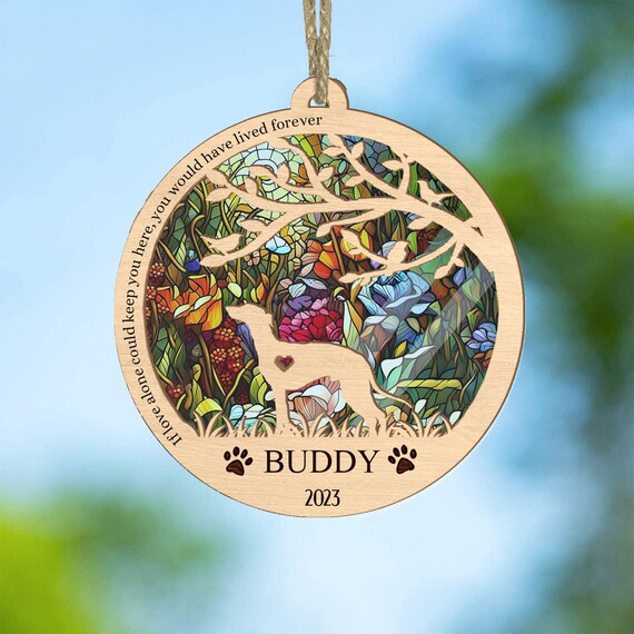 Greyhound Suncatcher Ornament, Pet Memorial Suncatcher, Custom Pet Name And Date Suncatcher, Dog Breeds Ornament, Pet Memorial Gifts