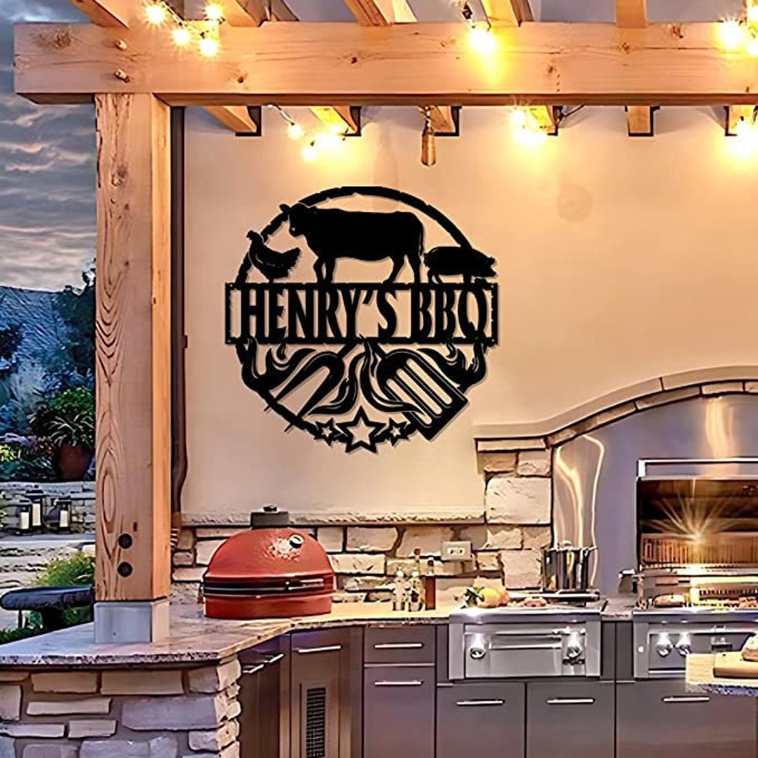 Personalized Metal BBQ Sign With Led Lights, BBQ Grill Sign, Barbecue