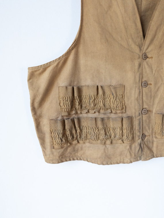 Vintage 1950s Brown Canvas Hunting Vest Cropped F… - image 3