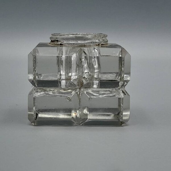 Victorian Crystal Ink Well With Pen Rest