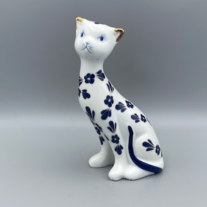 Hand Painted Porcelain Cat, Gold Gilded Ears.