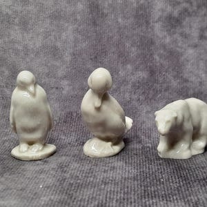 3 White Wade Whimsies, Vintage Wade Figures - Penguin, Duck and Polar Bear