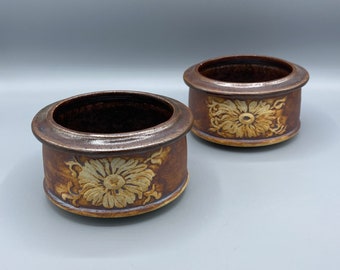 Pair of Pie Cooking Dish, Terracotta Old English Studio Pottery.