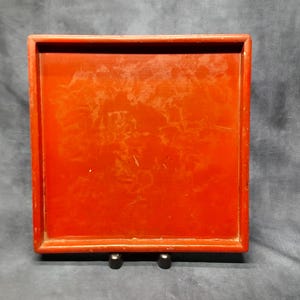 Red Lacquered Tray Vintage Square Tea Tray 33.5cm