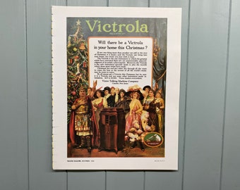 Vintage Victor Talking Machine Co, Reproducción Impresión Publicitaria.