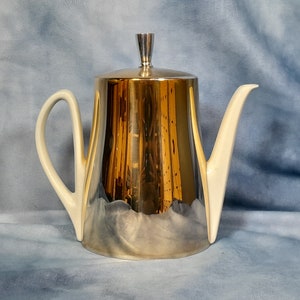 Bavaria HKE Art Deco Teapot - Ceramic Teapot / Coffee Pot with Gold Decorative Thermal Insulated Cover