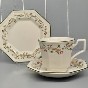 Vintage Eternal Beau English Porcelain Trio, Cup Saucer & Sandwich - Cake plate