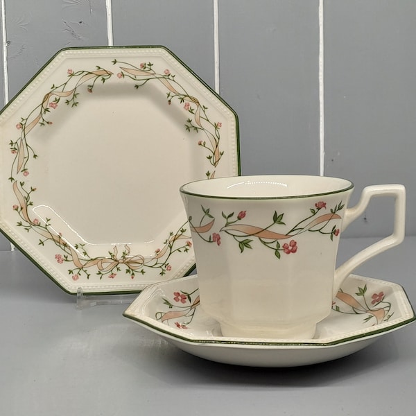 Vintage Eternal Beau English Porcelain Trio, Cup Saucer & Sandwich - Cake plate