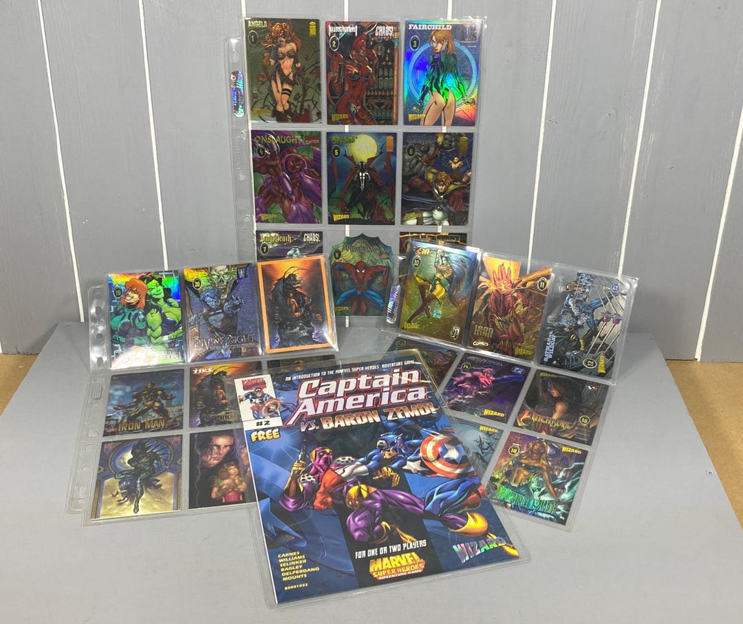 Collection of 90s Marvel Wizard Trading Cards, Plus Sealed Captain