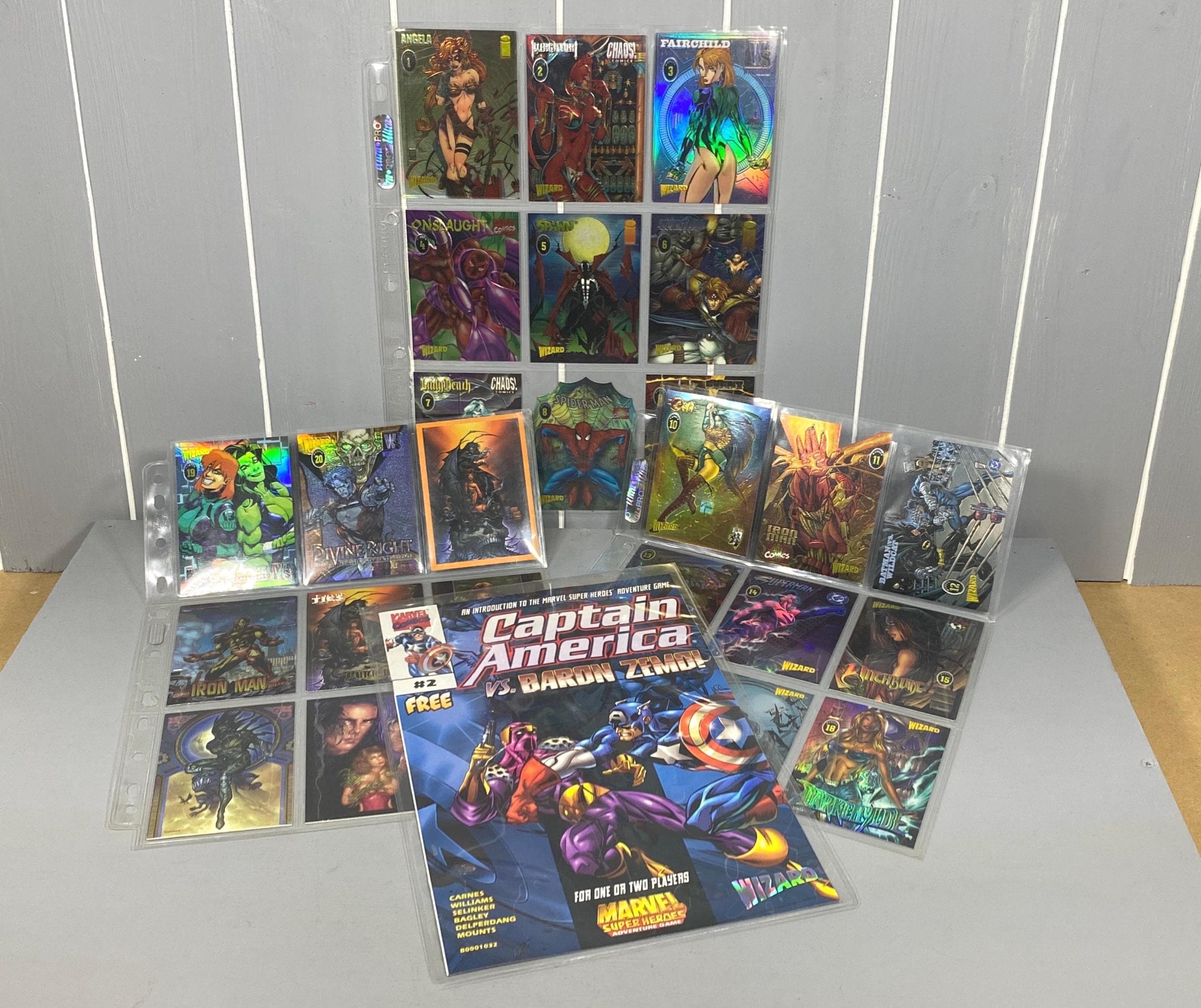 Collection of 90s Marvel Wizard Trading Cards, Plus Sealed Captain