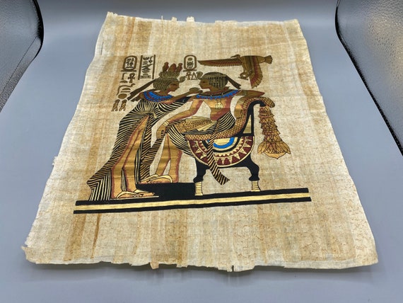 Dipinto di papiro egiziano dipinto a mano d'epoca. -  Italia
