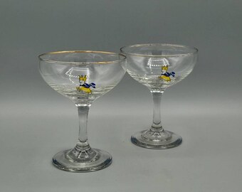 Pair of Babycham Champagne Glasses, Drinking Glasses 11cm